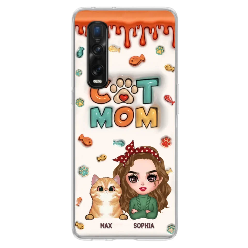 Personalized Cat Mom Phone Case - Christmas Gift Idea For Cat Lover - Up to 4 Cats - Oppo/ Xiaomi/ Huawei
