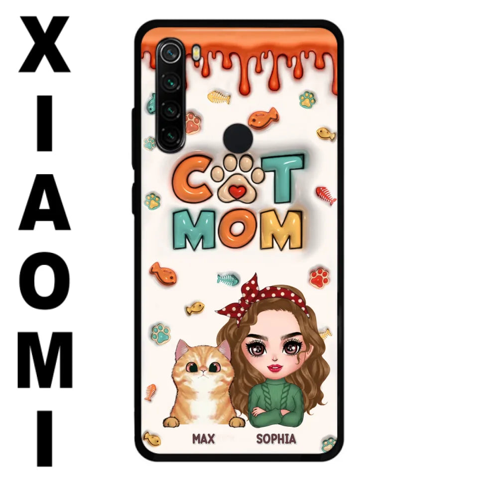 Personalized Cat Mom Phone Case - Christmas Gift Idea For Cat Lover - Up to 4 Cats - Oppo/ Xiaomi/ Huawei