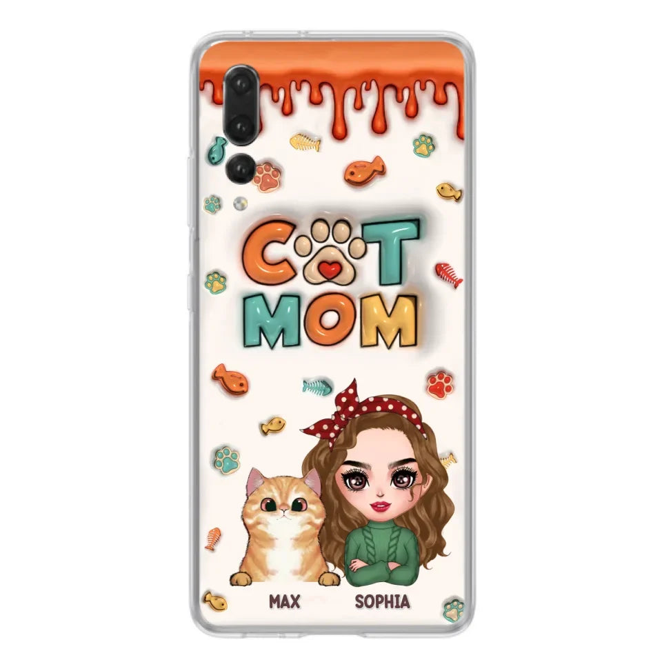 Personalized Cat Mom Phone Case - Christmas Gift Idea For Cat Lover - Up to 4 Cats - Oppo/ Xiaomi/ Huawei