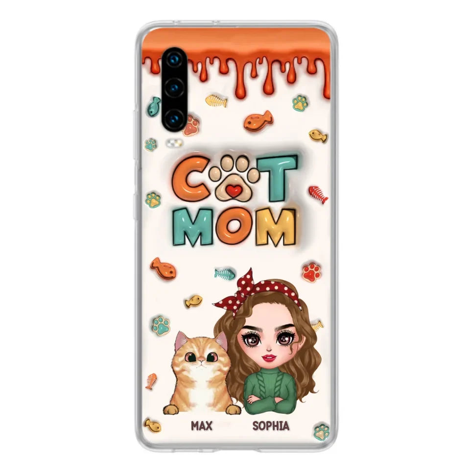 Personalized Cat Mom Phone Case - Christmas Gift Idea For Cat Lover - Up to 4 Cats - Oppo/ Xiaomi/ Huawei