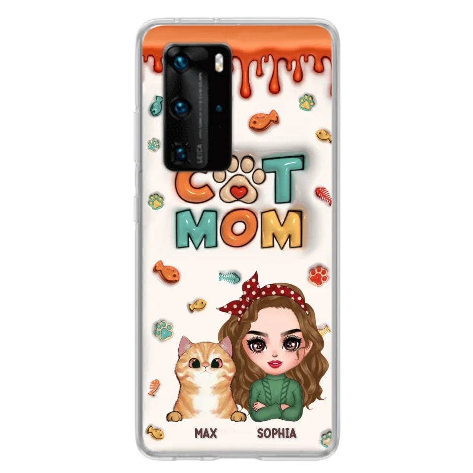 Personalized Cat Mom Phone Case - Christmas Gift Idea For Cat Lover - Up to 4 Cats - Oppo/ Xiaomi/ Huawei