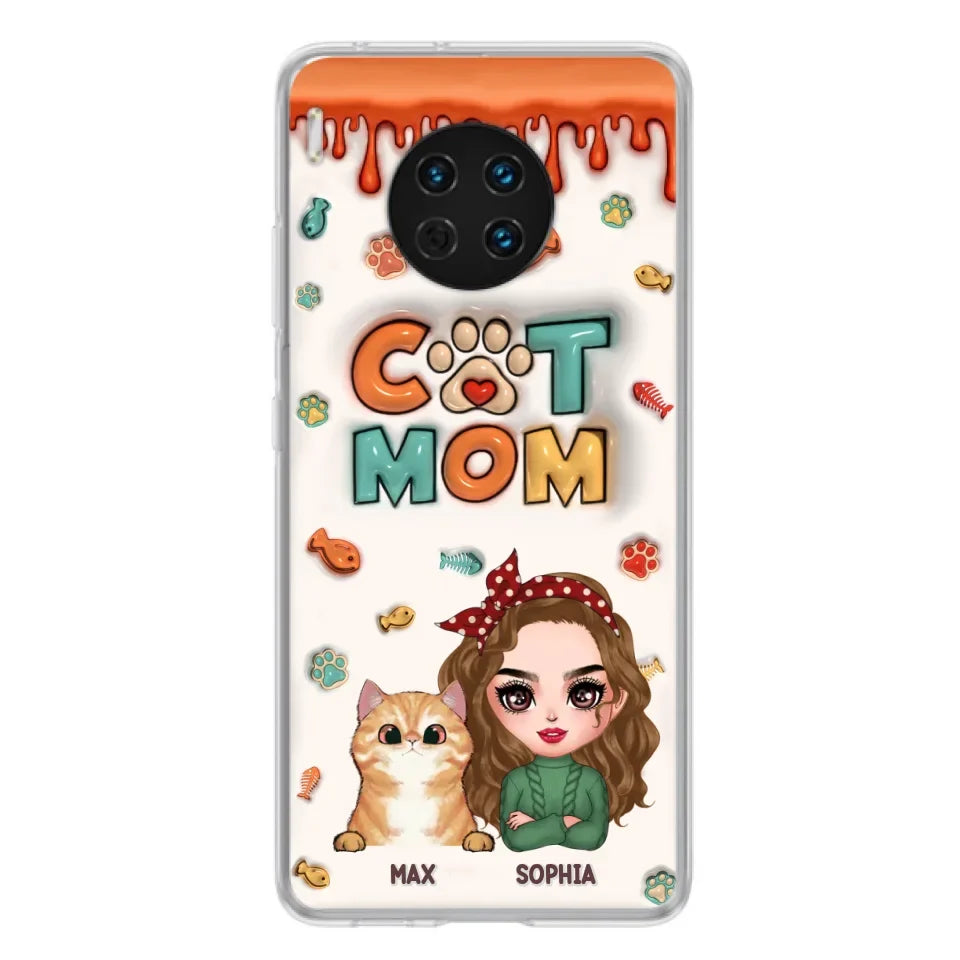 Personalized Cat Mom Phone Case - Christmas Gift Idea For Cat Lover - Up to 4 Cats - Oppo/ Xiaomi/ Huawei