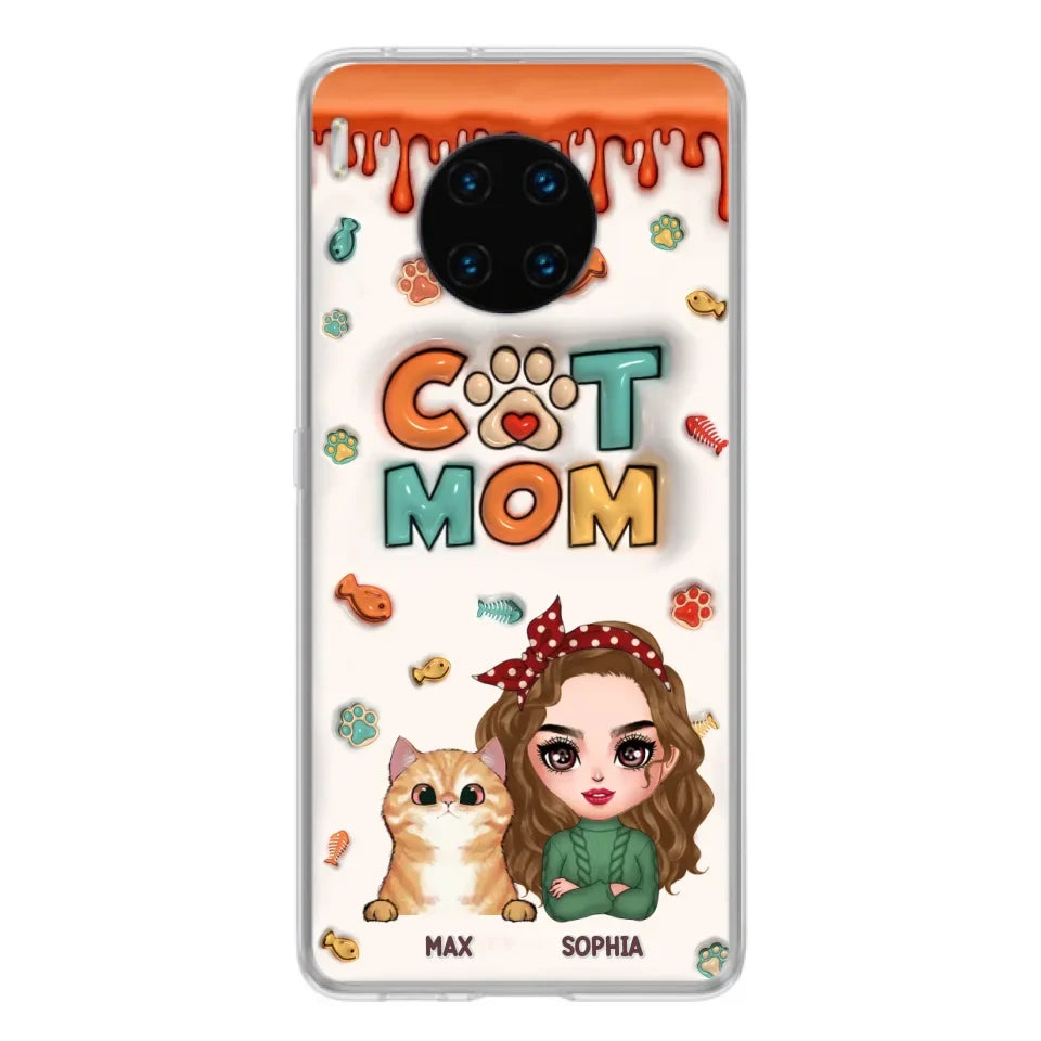Personalized Cat Mom Phone Case - Christmas Gift Idea For Cat Lover - Up to 4 Cats - Oppo/ Xiaomi/ Huawei