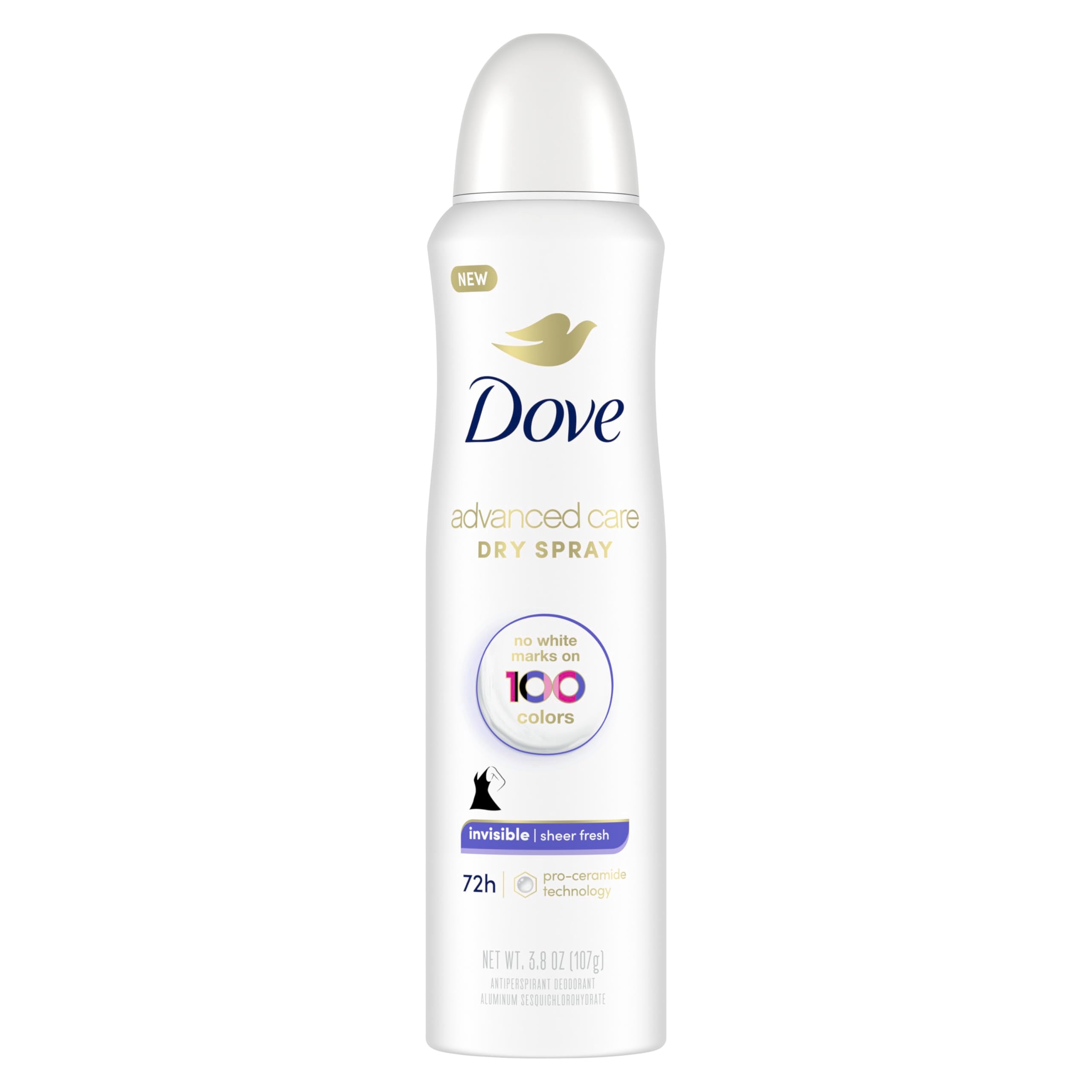 Dove Advanced Care Invisible Dry Spray Antiperspirant Deodorant No White Marks on 100 Colors Sheer Fresh 48-Hour Sweat and Odor Protecting Deodorant for Women 3.8 oz Pack of 12