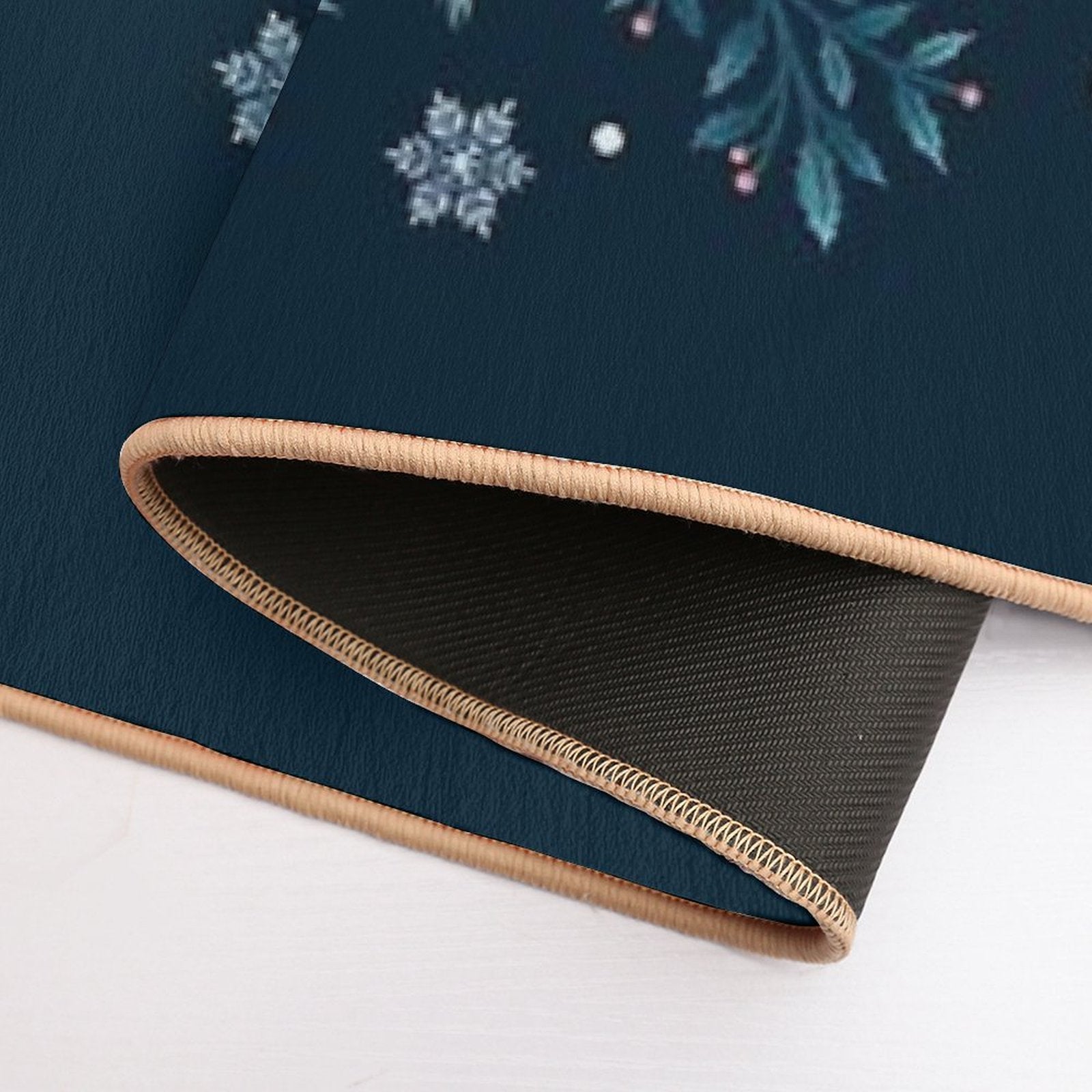 Moonlit Garden-Teal Snow  Dirt-Trapping Bath Mat