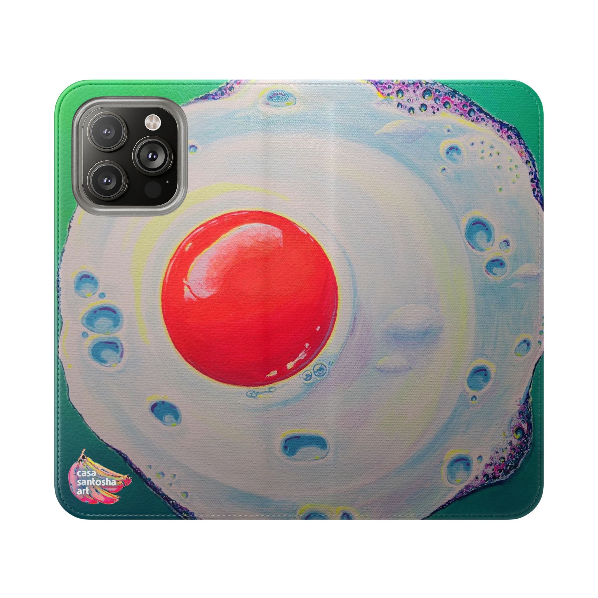 Neon Fried Egg Flip Phone Case – Wallet Cover with Card Slots