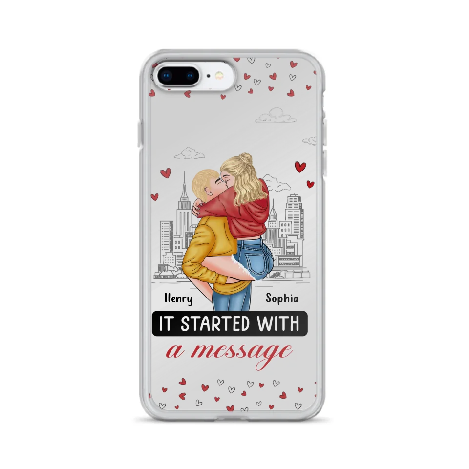 Custom Personalized Couple Phone Case For iPhone/ Samsung - Gift Idea For Couple - It Started With A Message