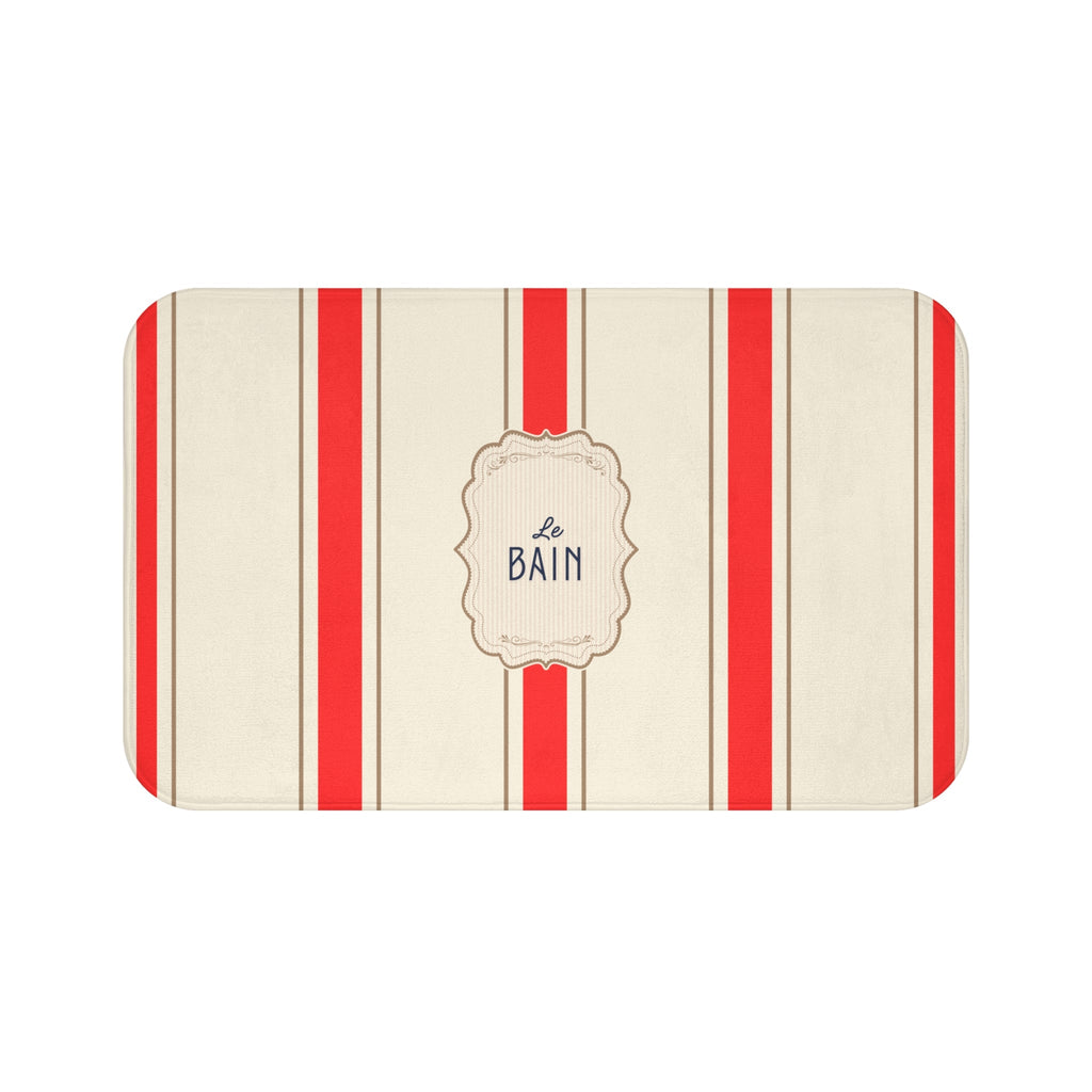 Le Bain Classic Striped Bath Mat, RED  | Parisian Bathroom Decor