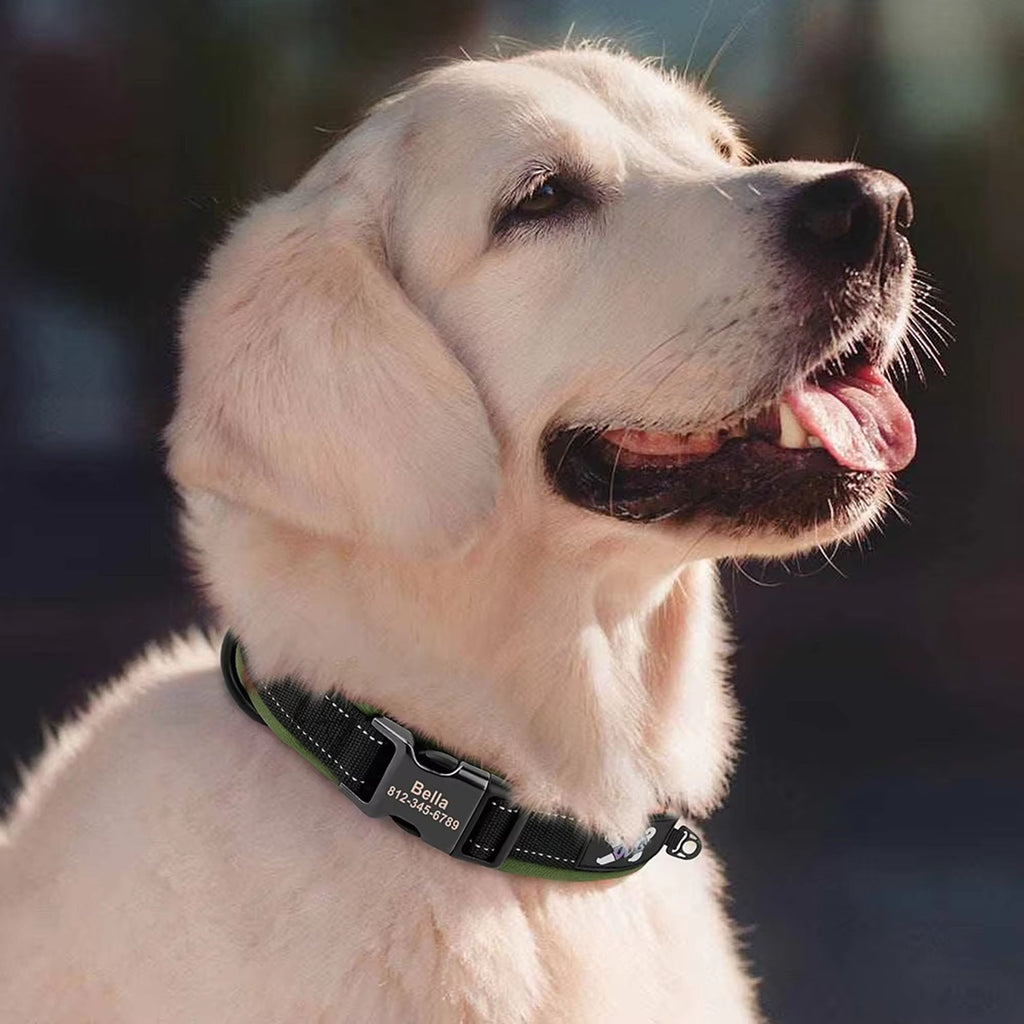 Personalized Dogs Padded Collars Reflective | Custom Name ID Tag Dog Collar | Collar for Pet Small Medium Large Dog - C1532- SLKZGXQ