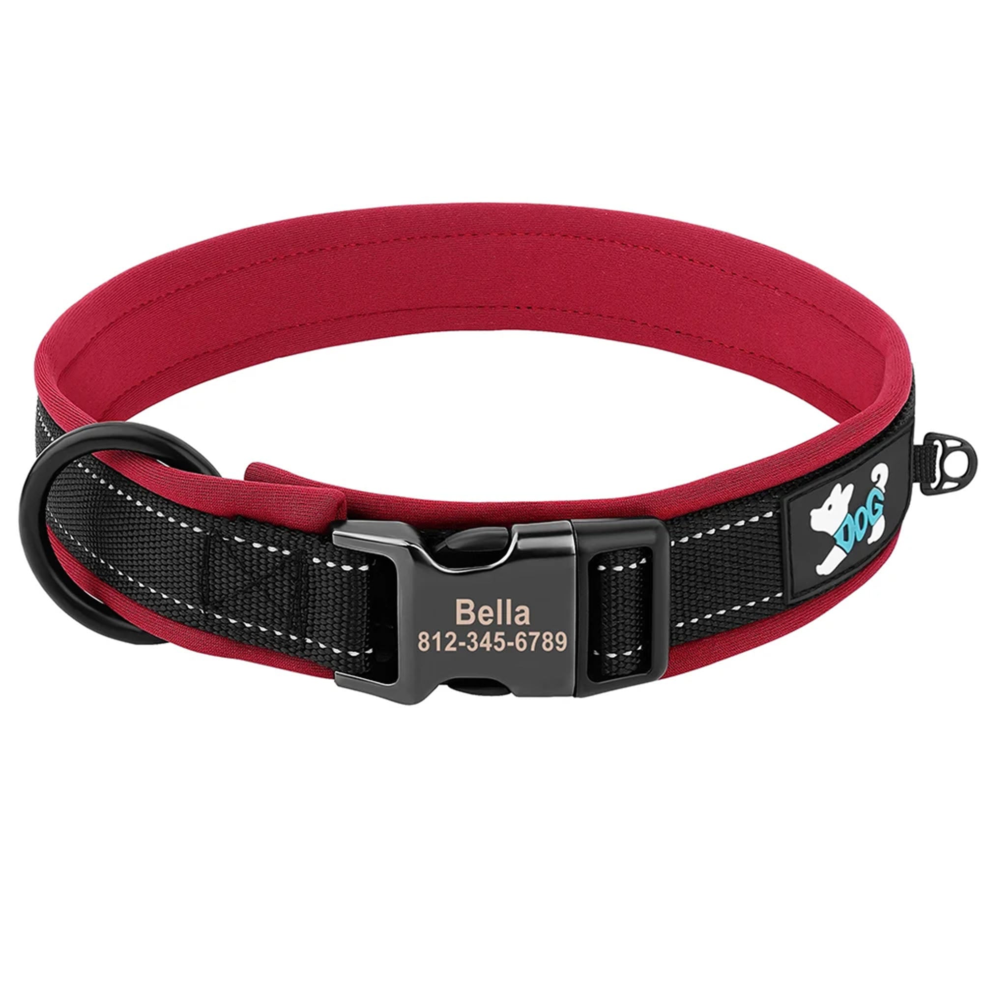 Personalized Dogs Padded Collars Reflective | Custom Name ID Tag Dog Collar | Collar for Pet Small Medium Large Dog - C1532- SLKZGXQ