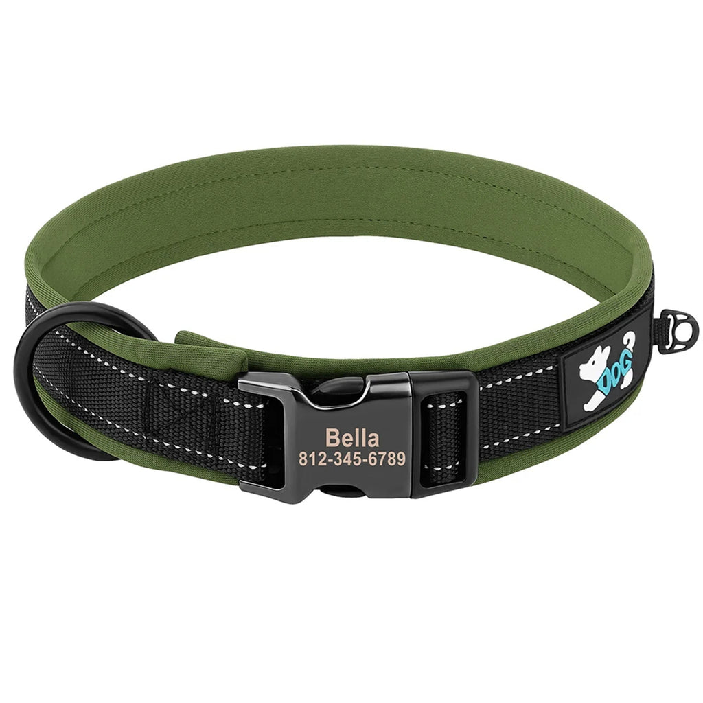 Personalized Dogs Padded Collars Reflective | Custom Name ID Tag Dog Collar | Collar for Pet Small Medium Large Dog - C1532- SLKZGXQ