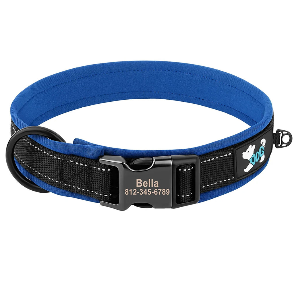 Personalized Dogs Padded Collars Reflective | Custom Name ID Tag Dog Collar | Collar for Pet Small Medium Large Dog - C1532- SLKZGXQ