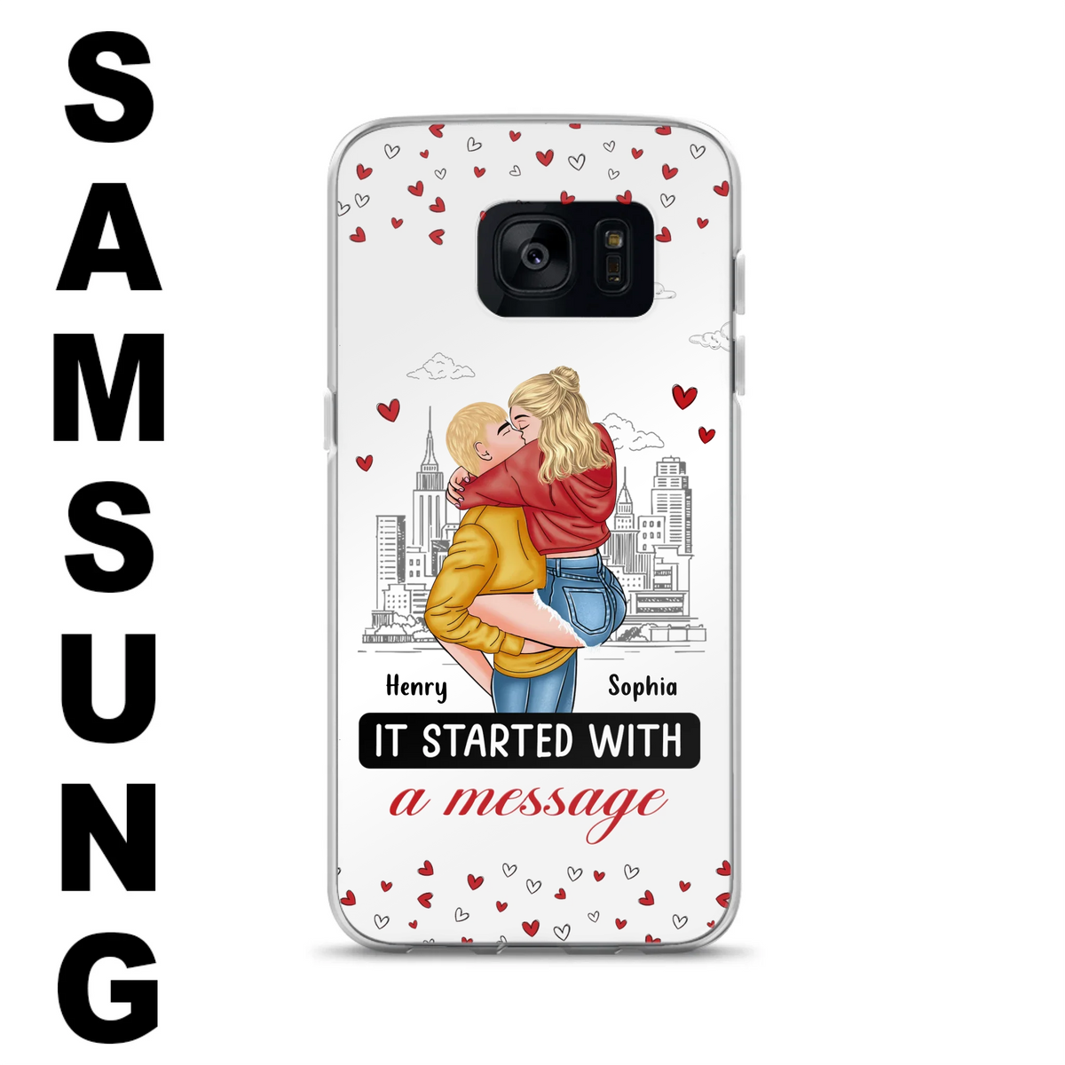 Custom Personalized Couple Phone Case For iPhone/ Samsung - Gift Idea For Couple - It Started With A Message