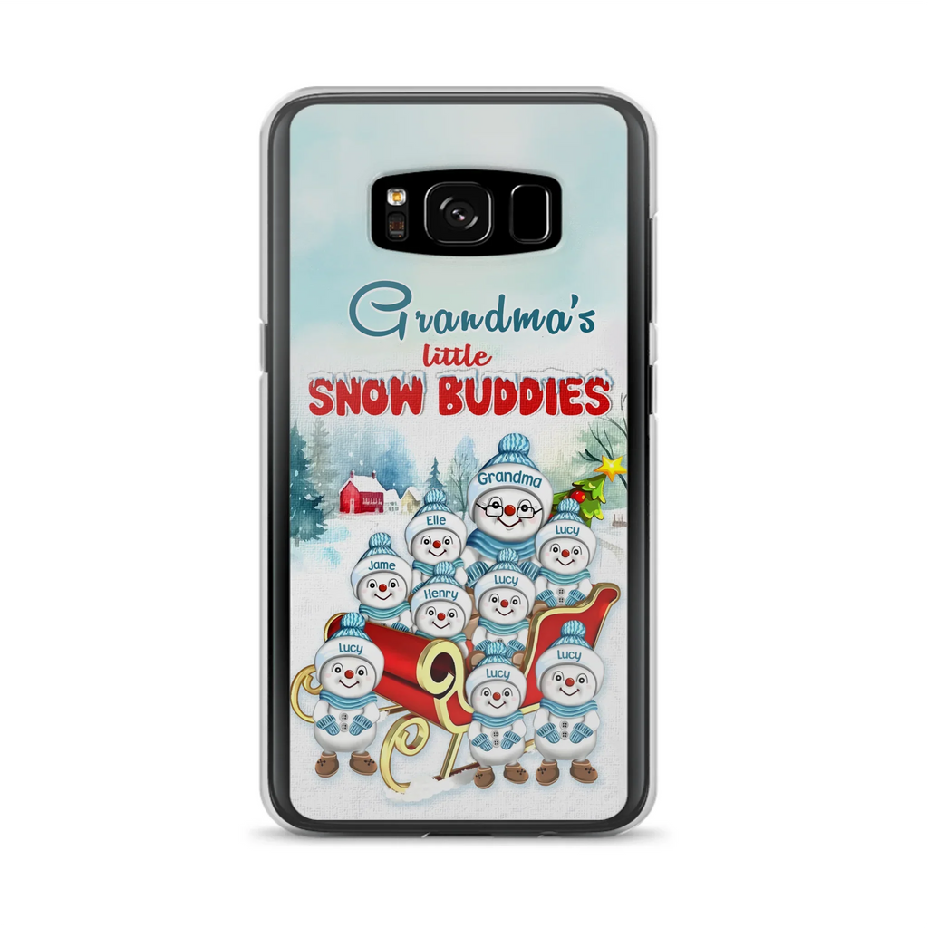Custom Personalized Grandma Phone Case - Christmas Gift Idea For Grandma - Upto 8 Grandkids - Case For iPhone/ Samsung - Grandma's Little Snow Buddies