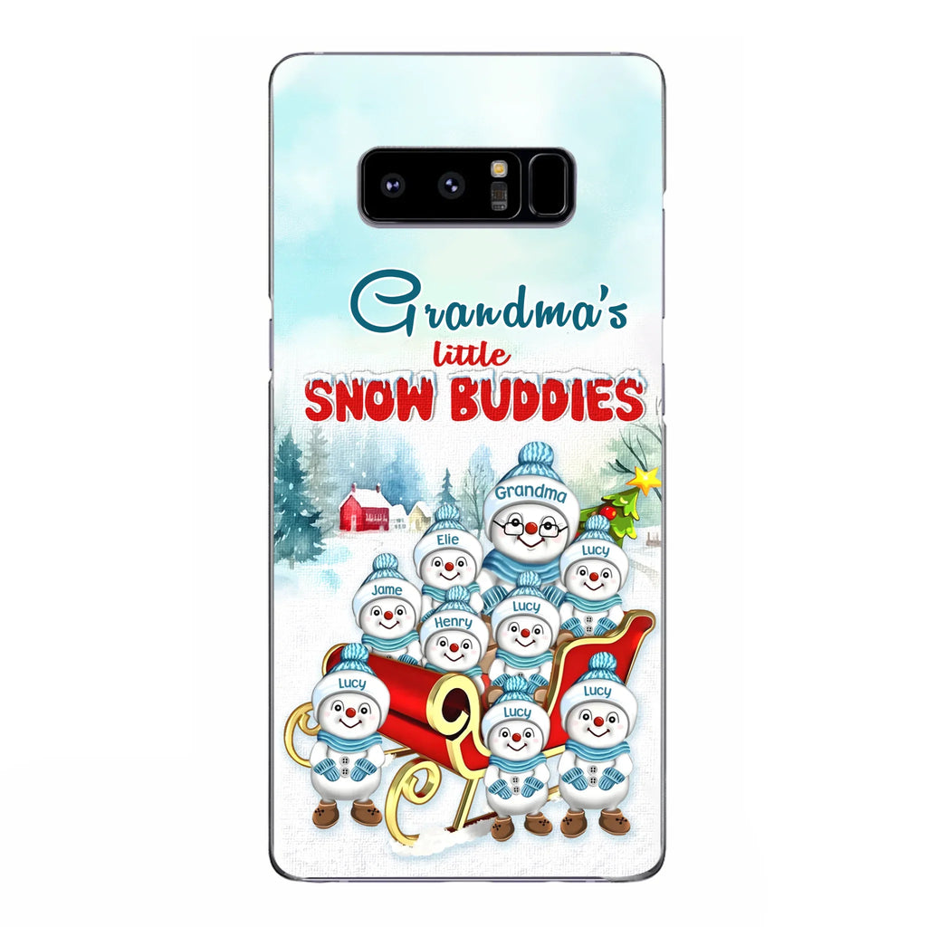 Custom Personalized Grandma Phone Case - Christmas Gift Idea For Grandma - Upto 8 Grandkids - Case For iPhone/ Samsung - Grandma's Little Snow Buddies