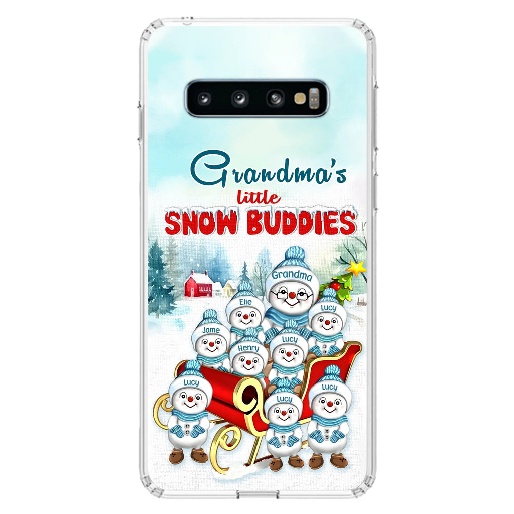 Custom Personalized Grandma Phone Case - Christmas Gift Idea For Grandma - Upto 8 Grandkids - Case For iPhone/ Samsung - Grandma's Little Snow Buddies