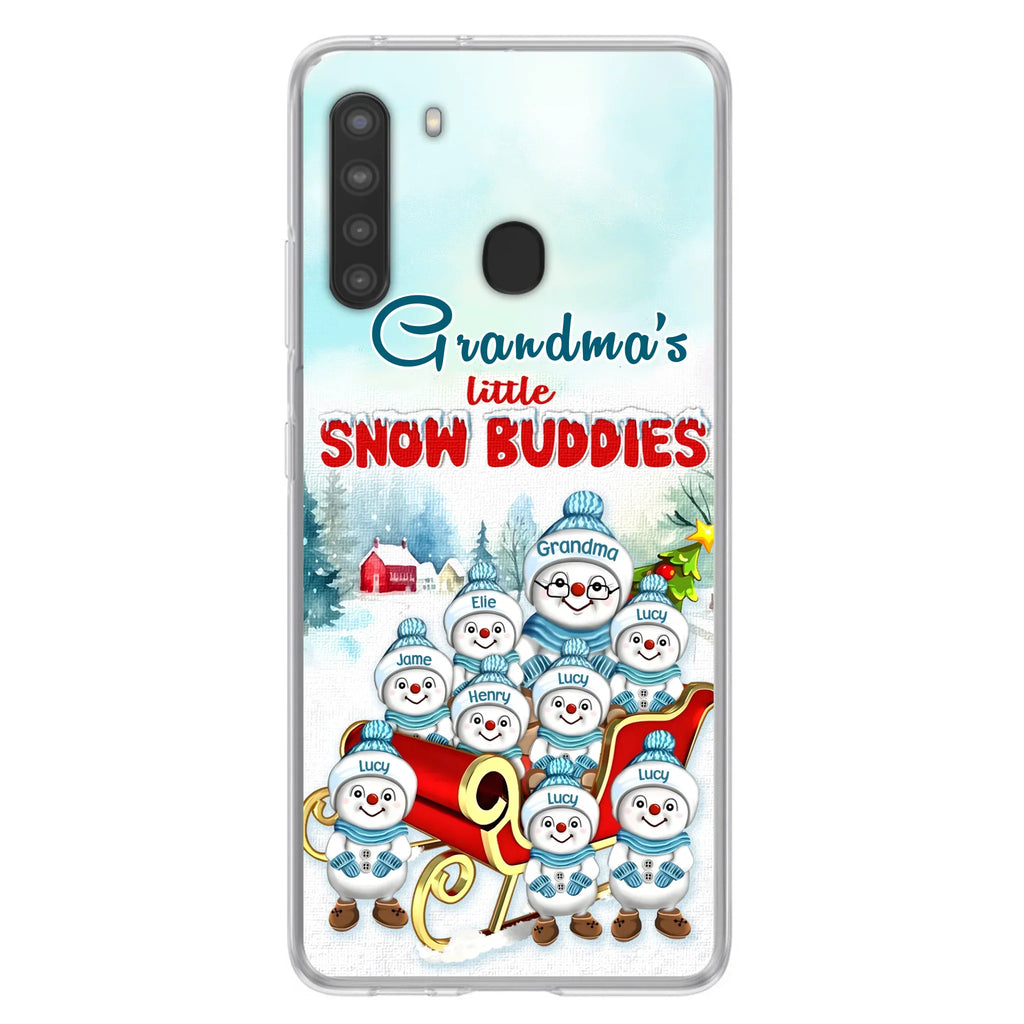 Custom Personalized Grandma Phone Case - Christmas Gift Idea For Grandma - Upto 8 Grandkids - Case For iPhone/ Samsung - Grandma's Little Snow Buddies