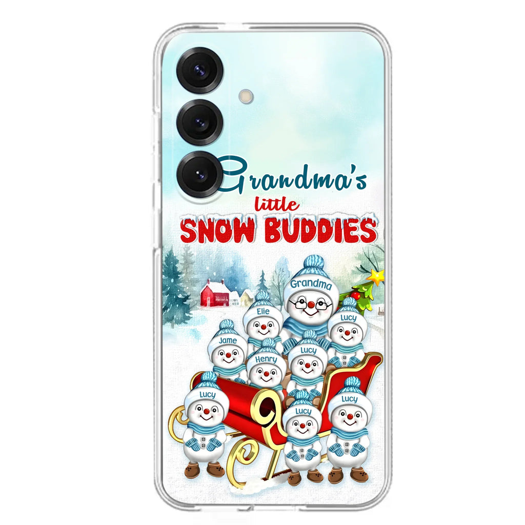 Custom Personalized Grandma Phone Case - Christmas Gift Idea For Grandma - Upto 8 Grandkids - Case For iPhone/ Samsung - Grandma's Little Snow Buddies
