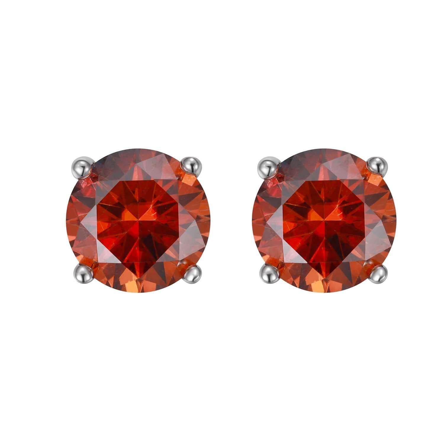 S925 Multicolor Moissanite 4-Prong Stud Earrings, 10 Color 0.5-3ct D-Grade VVS Certificate, Unisex Hypoallergenic Sterling Silver Gift
