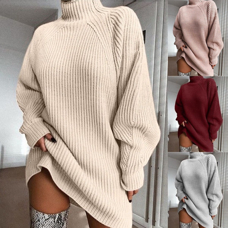 Solid Turtleneck Long Sweater Winter Warm Women Sweater Dress See size chart under “more details”