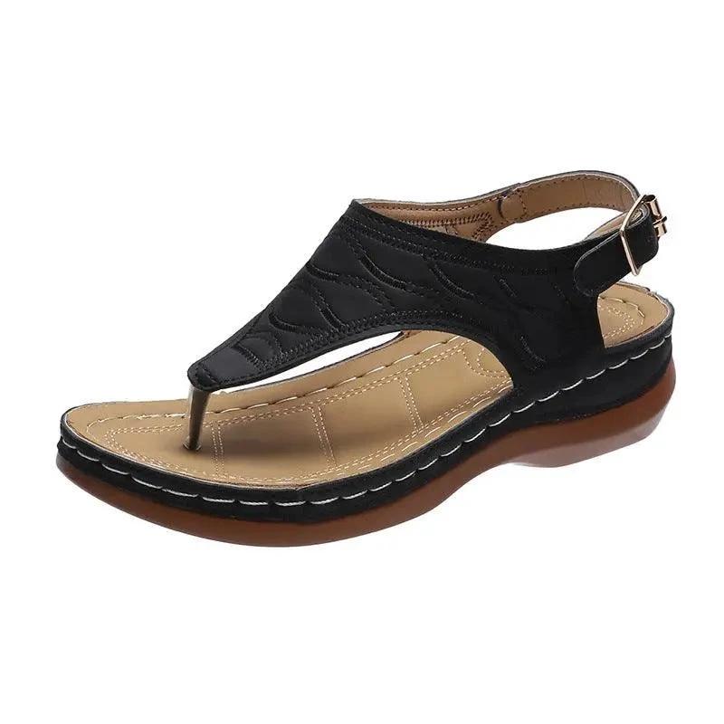 Mandotos Women's Wedge Heel Sandals Casual Flip Flops Solid Color Lightweight Comfort All Day