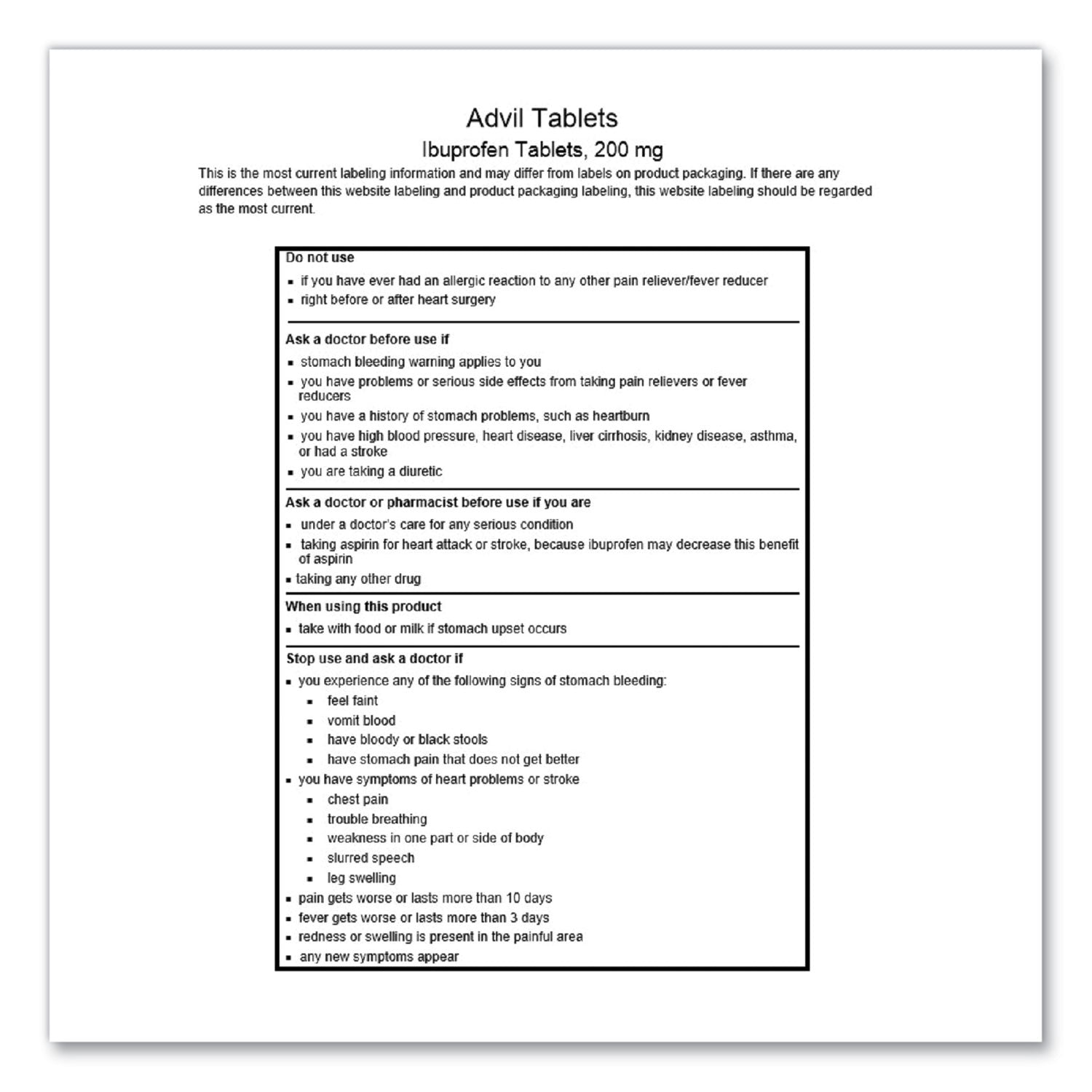 Advil Ibuprofen Tablets, 200mg, Refill Pack, Two Tablets/Packet, 30 Packets/Box