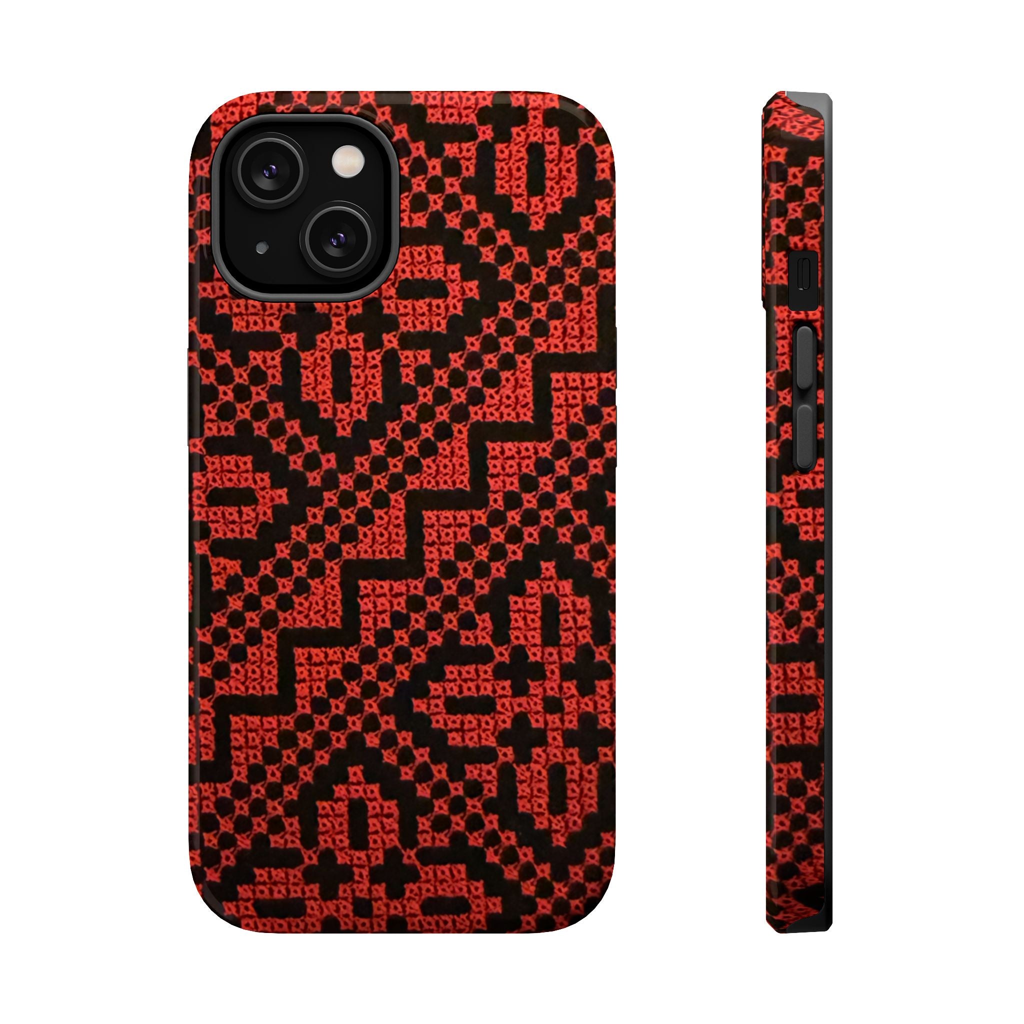 Red and Black Tatreez Design - Iphone Magnetic Tough Case