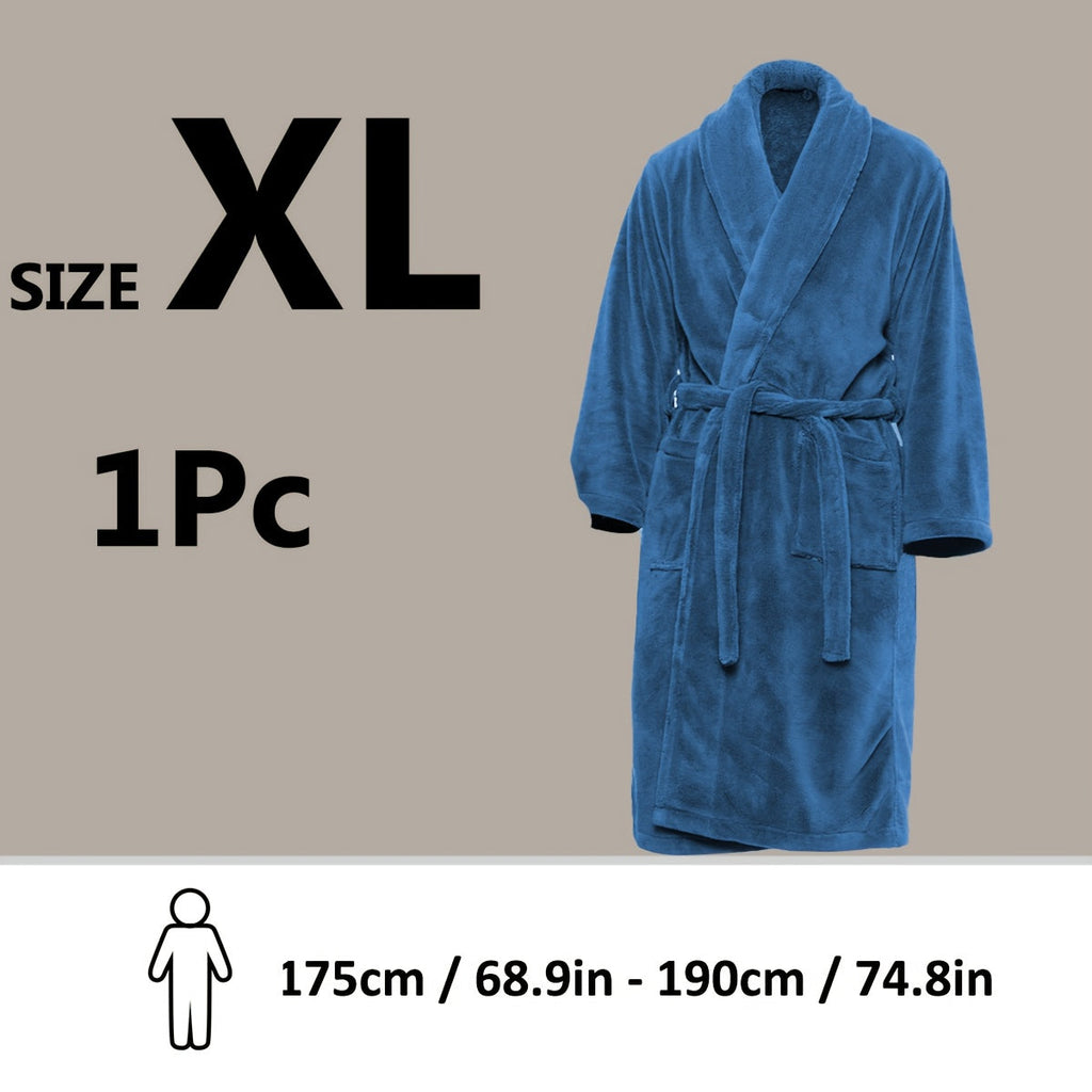 Unisex Extra Warm Coral Fleece Bathrobe Mens and Women Adult Robes for Your Bathroom Bath Towel Bedroom Shawl Collar Robes, Valentines gift for lovers