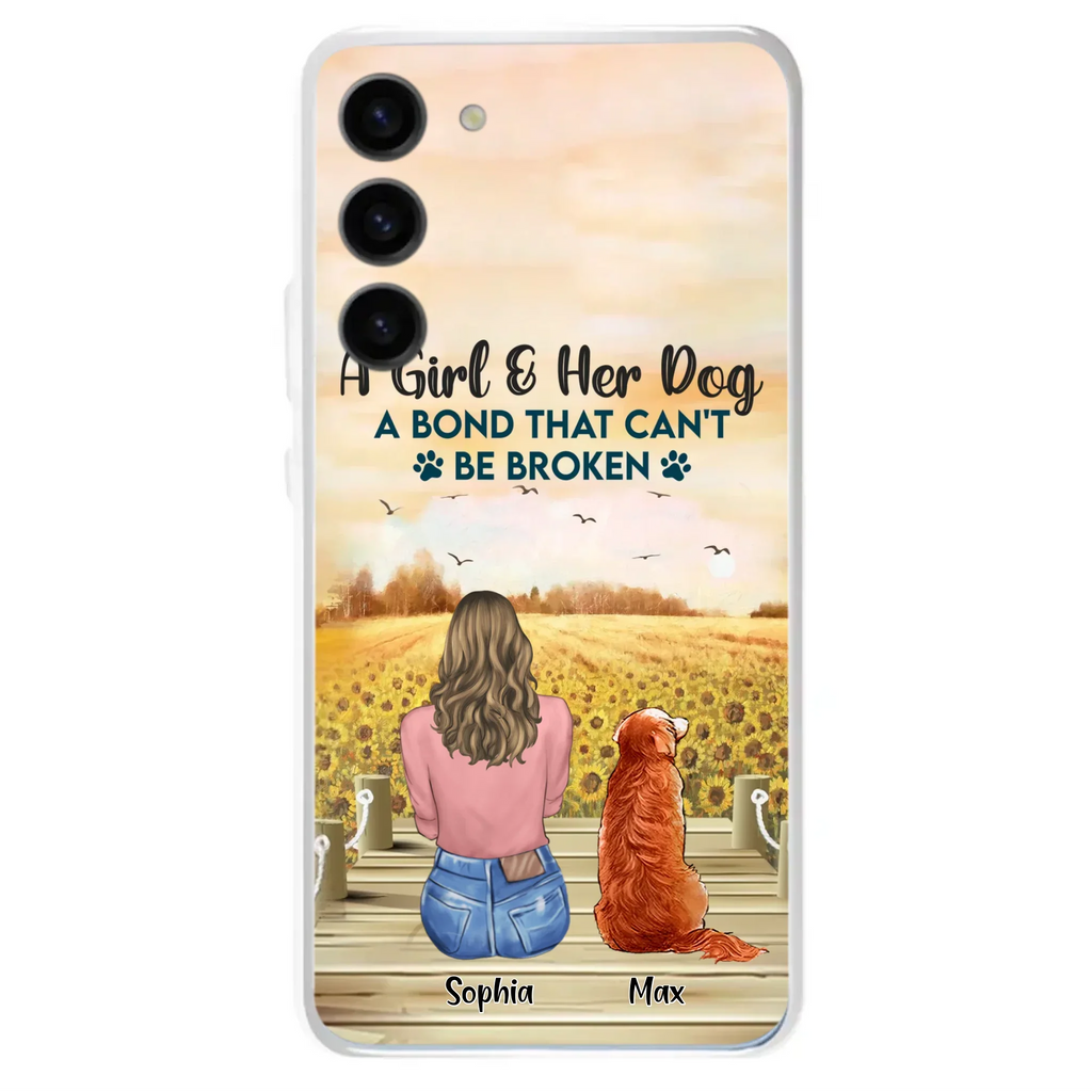 Custom Personalized Dog Mom Phone Case - Gift Idea For Dog Lover - A Girl & Her Dog A Bond That Can't Be Broken - Case For iPhone/ Samsung