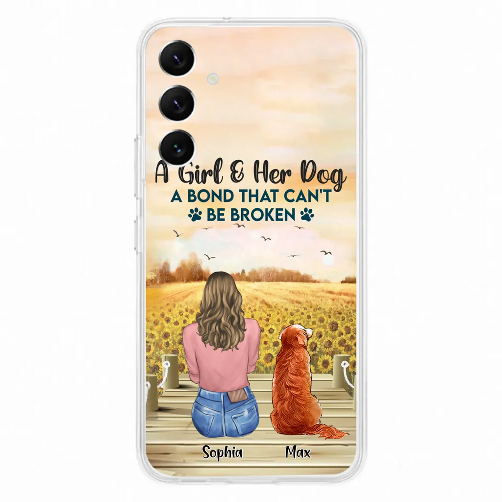 Custom Personalized Dog Mom Phone Case - Gift Idea For Dog Lover - A Girl & Her Dog A Bond That Can't Be Broken - Case For iPhone/ Samsung