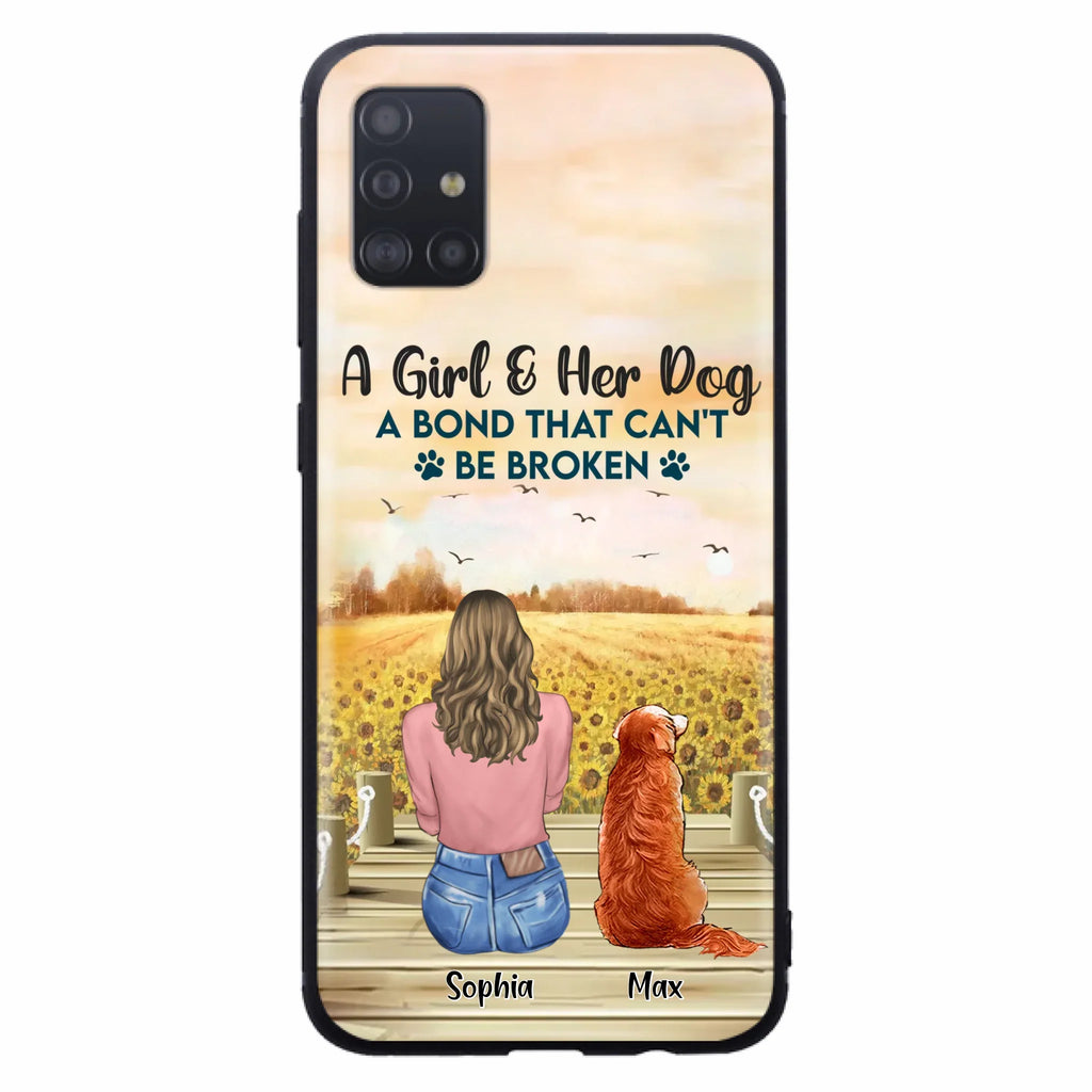 Custom Personalized Dog Mom Phone Case - Gift Idea For Dog Lover - A Girl & Her Dog A Bond That Can't Be Broken - Case For iPhone/ Samsung