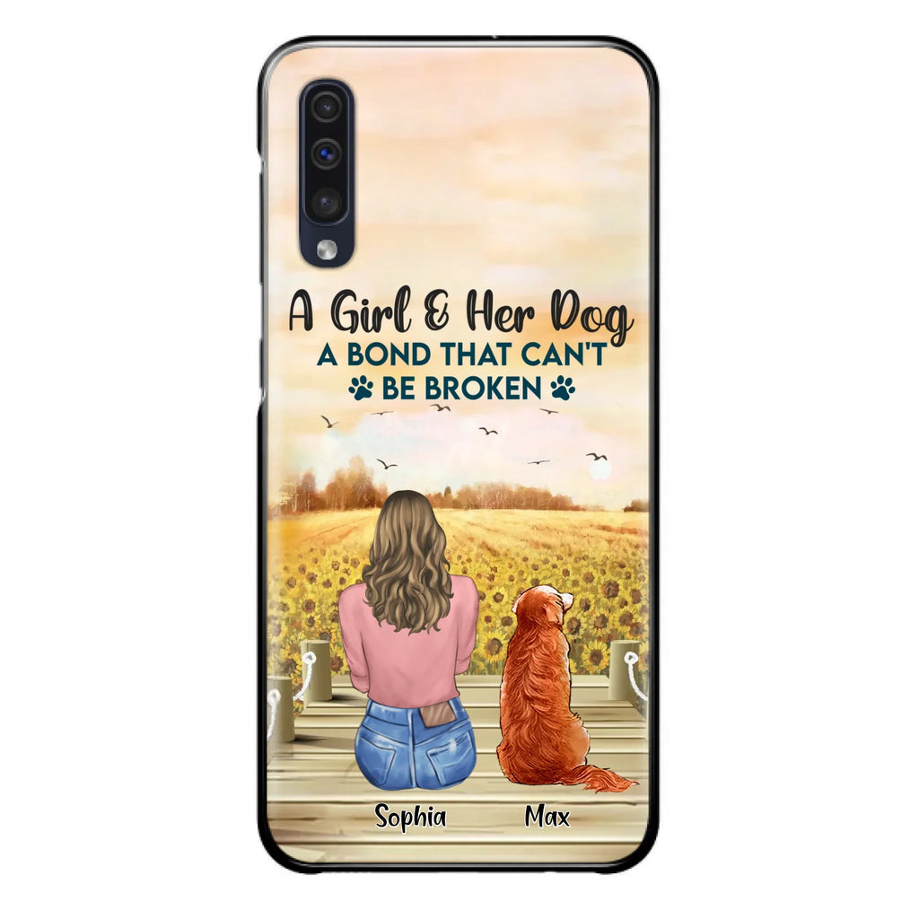 Custom Personalized Dog Mom Phone Case - Gift Idea For Dog Lover - A Girl & Her Dog A Bond That Can't Be Broken - Case For iPhone/ Samsung