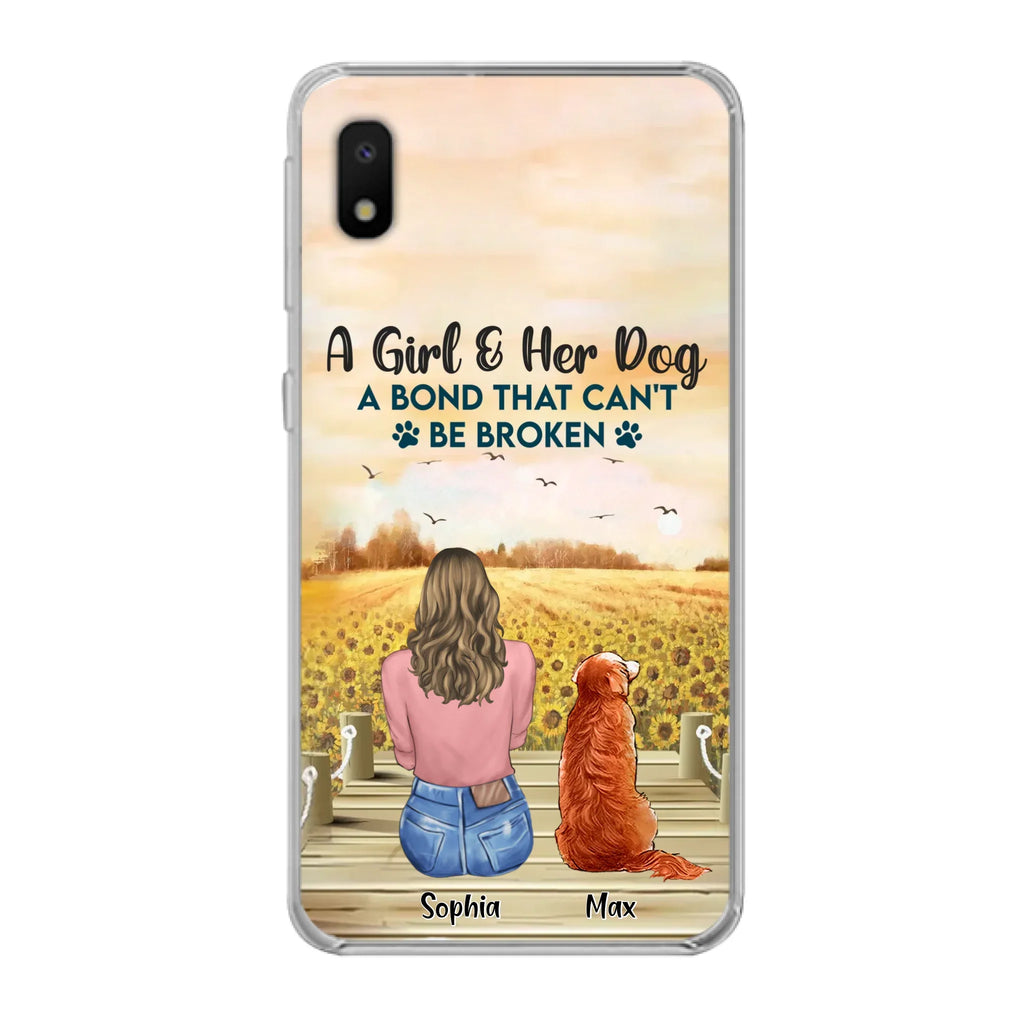 Custom Personalized Dog Mom Phone Case - Gift Idea For Dog Lover - A Girl & Her Dog A Bond That Can't Be Broken - Case For iPhone/ Samsung
