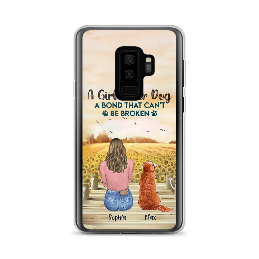 Custom Personalized Dog Mom Phone Case - Gift Idea For Dog Lover - A Girl & Her Dog A Bond That Can't Be Broken - Case For iPhone/ Samsung