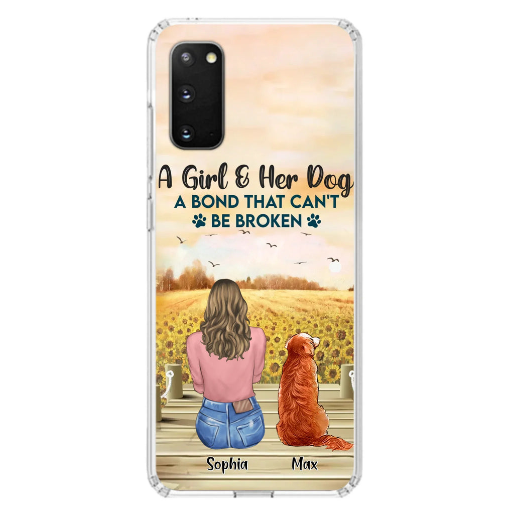 Custom Personalized Dog Mom Phone Case - Gift Idea For Dog Lover - A Girl & Her Dog A Bond That Can't Be Broken - Case For iPhone/ Samsung
