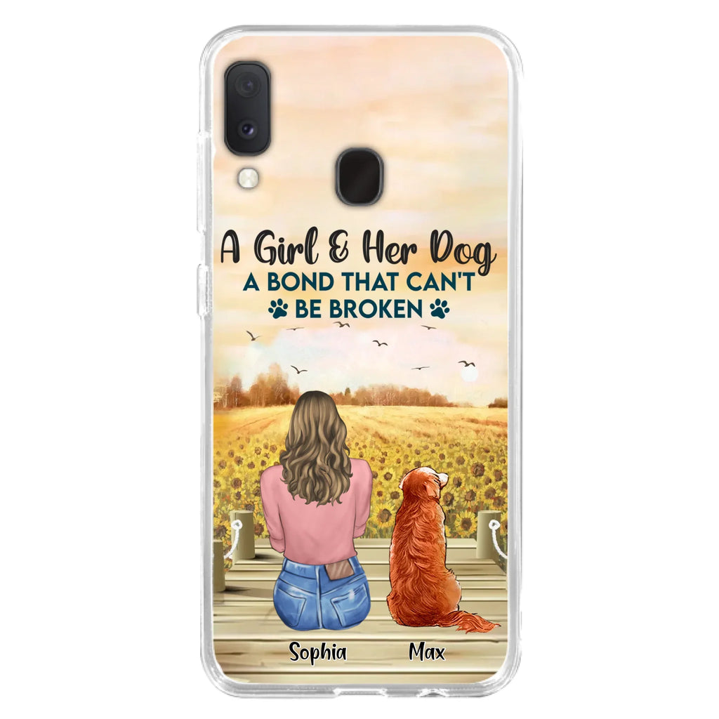 Custom Personalized Dog Mom Phone Case - Gift Idea For Dog Lover - A Girl & Her Dog A Bond That Can't Be Broken - Case For iPhone/ Samsung
