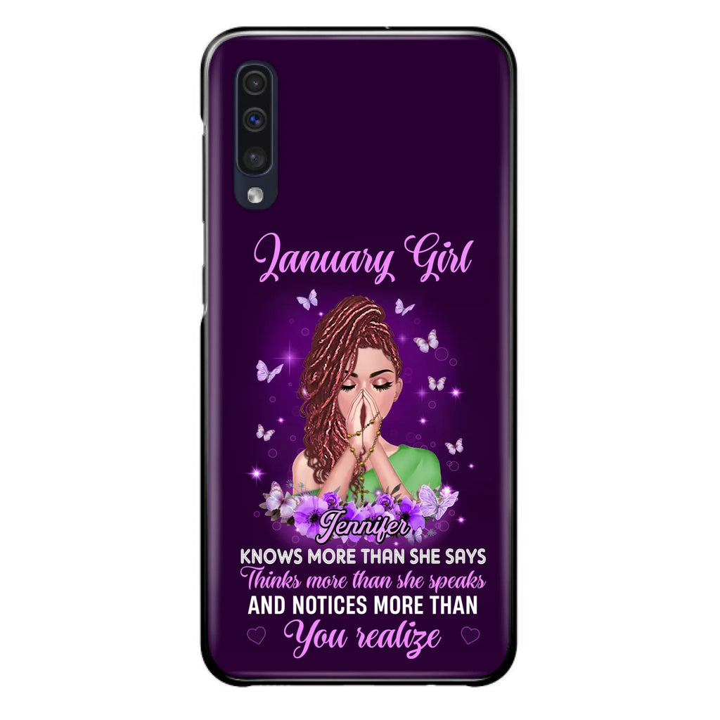 Custom Personalized Birthday Girl iPhone/ Samsung Phone Case - Gift Idea For Girl/ Friend/ Daughter - Knows More Than She Says