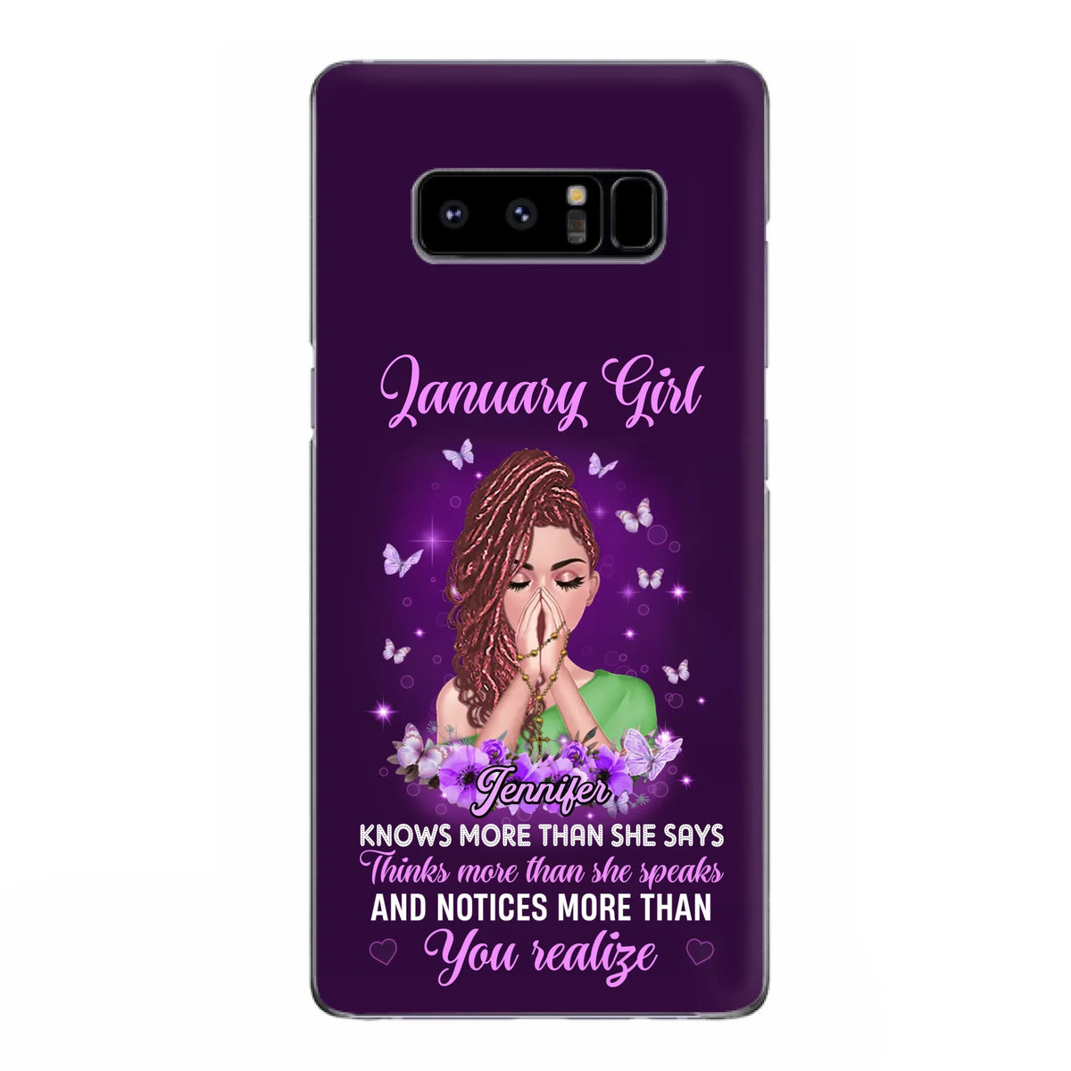 Custom Personalized Birthday Girl iPhone/ Samsung Phone Case - Gift Idea For Girl/ Friend/ Daughter - Knows More Than She Says