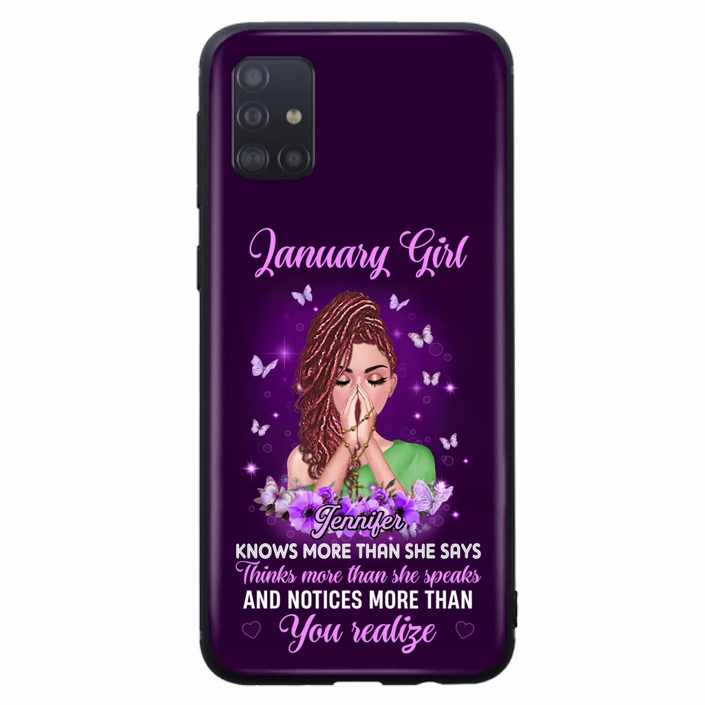 Custom Personalized Birthday Girl iPhone/ Samsung Phone Case - Gift Idea For Girl/ Friend/ Daughter - Knows More Than She Says