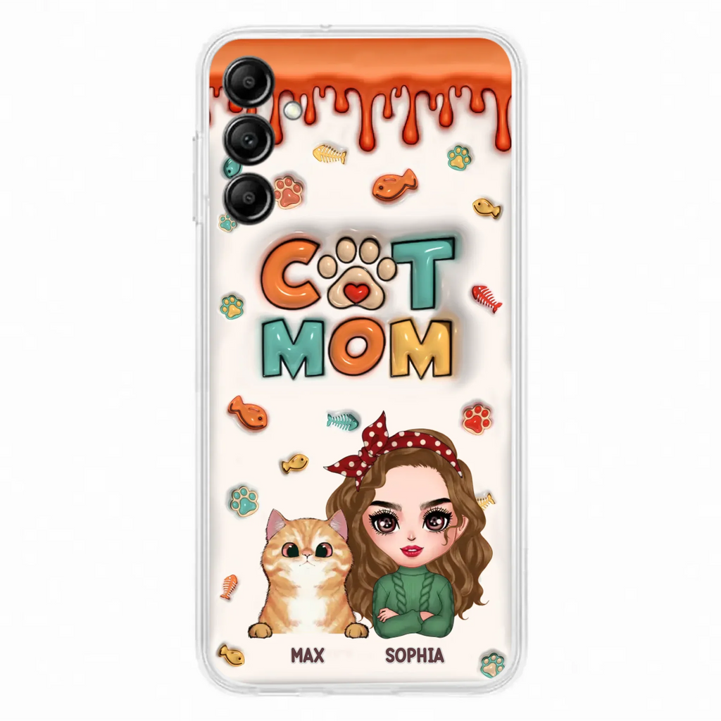 Custom Personalized Cat Mom iPhone/ Samsung Phone Case - Christmas Gift Idea For Cat Lover - Upto 4 Cats