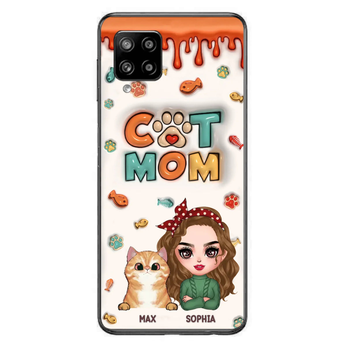Custom Personalized Cat Mom iPhone/ Samsung Phone Case - Christmas Gift Idea For Cat Lover - Upto 4 Cats