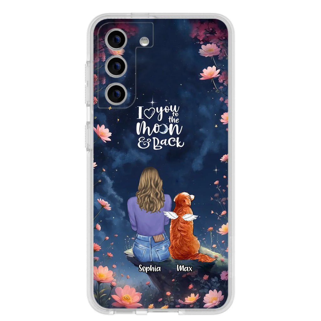 Custom Personalized Pet Phone Case - Gift Idea For Dog/ Cat/ Rabbit Owner - Case For iPhone/ Samsung - I Love You To The Moon & Back