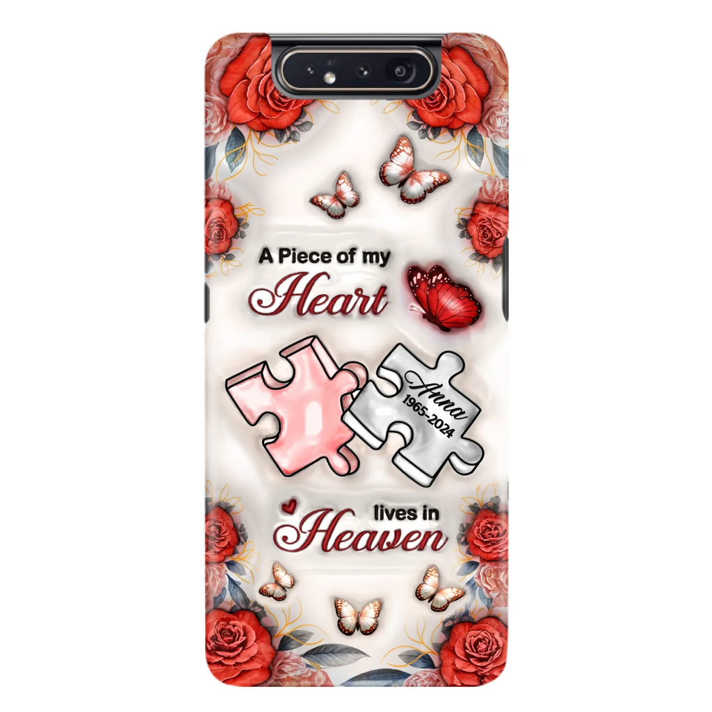 Custom Personalized Memorial Phone Case - Memorial Gift Idea - Case For iPhone/ Samsung - A Piece Of My Heart Lives In Heaven