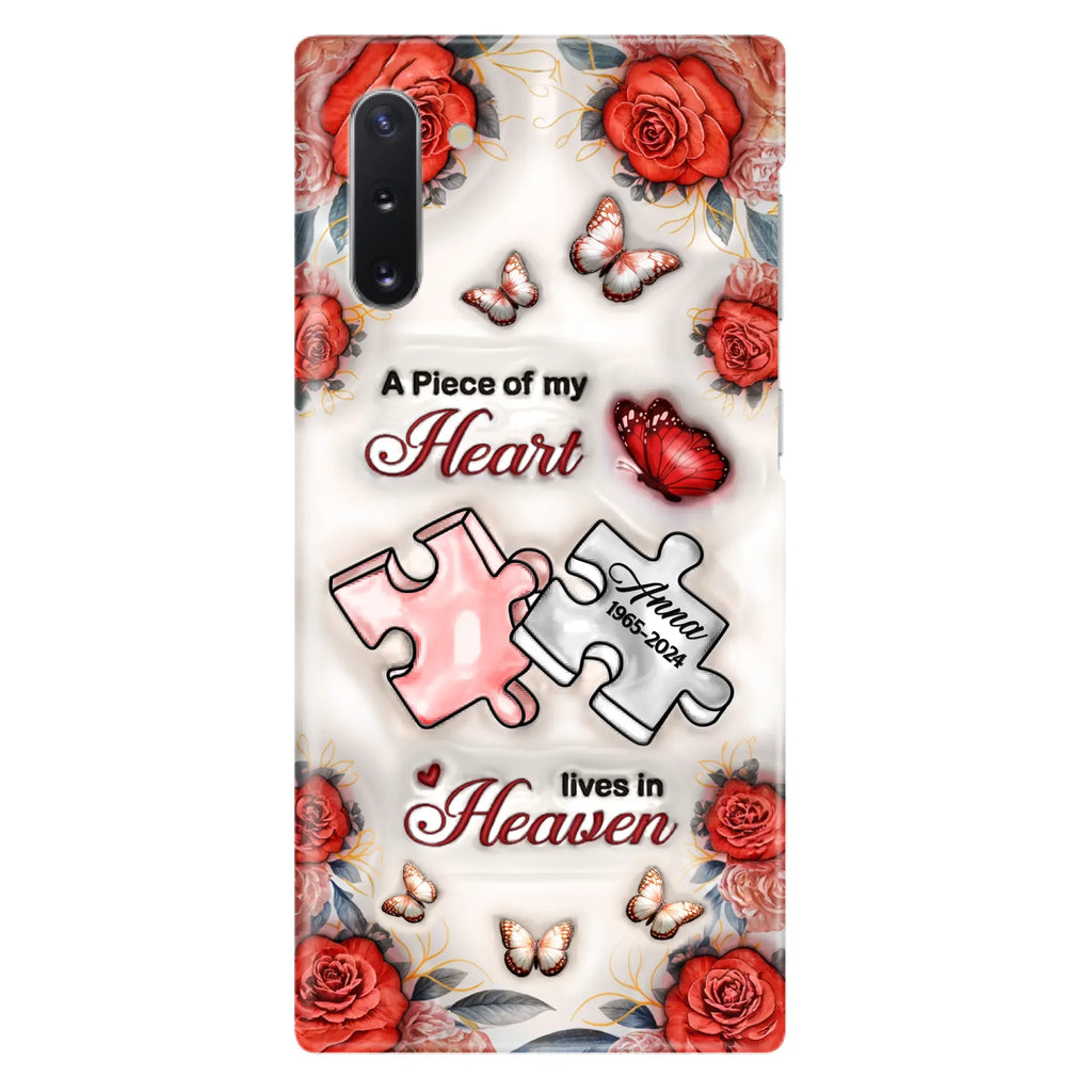 Custom Personalized Memorial Phone Case - Memorial Gift Idea - Case For iPhone/ Samsung - A Piece Of My Heart Lives In Heaven