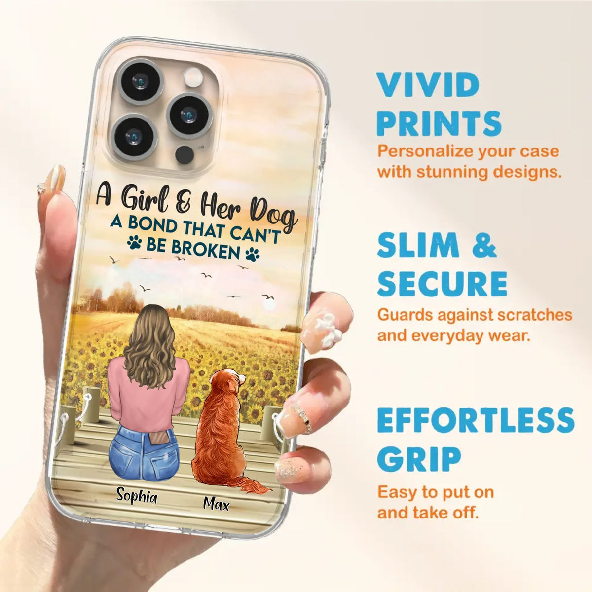 Custom Personalized Dog Mom Phone Case - Gift Idea For Dog Lover - A Girl & Her Dog A Bond That Can't Be Broken - Case For iPhone/ Samsung