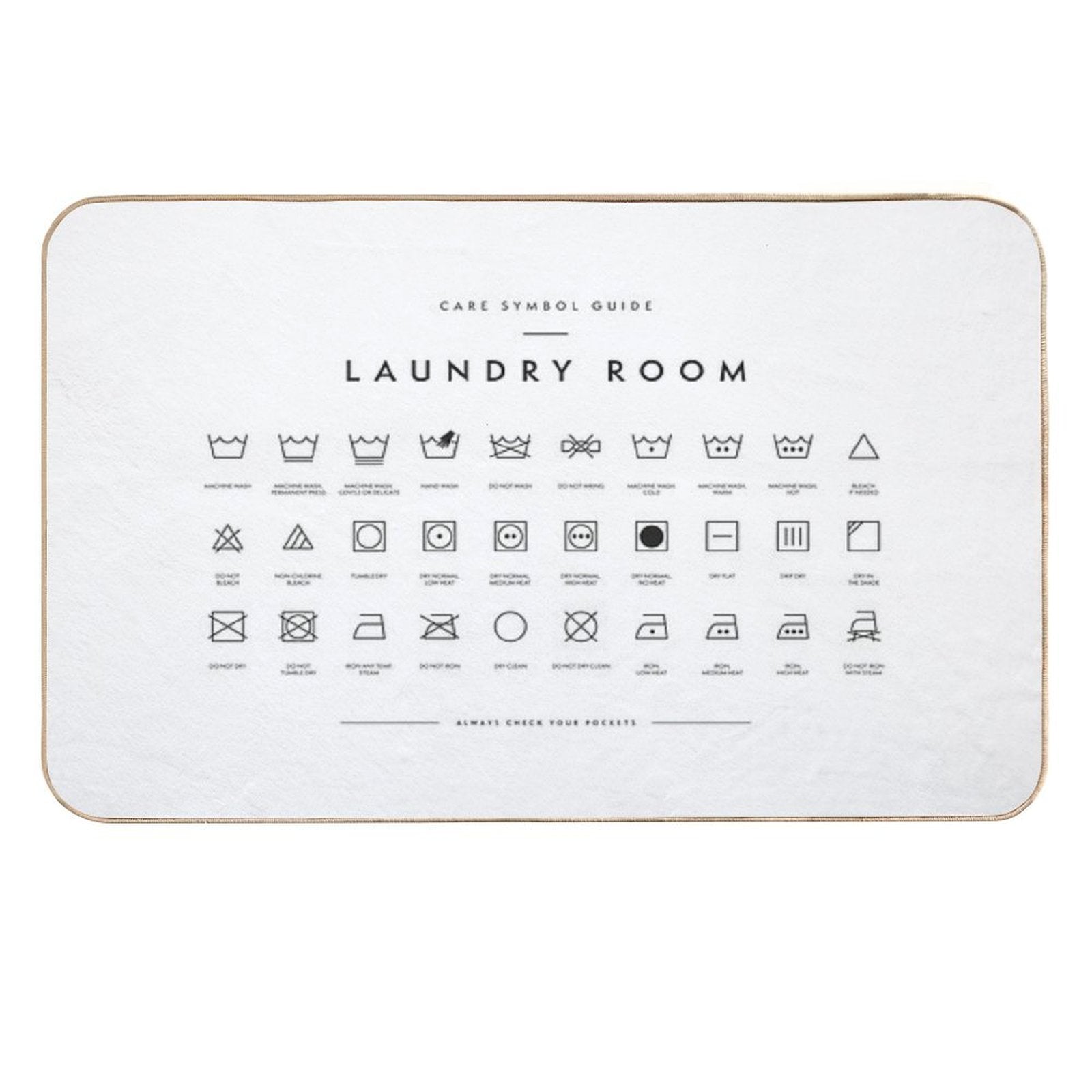 Laundry Room Symbols  Repositionable Bath Mat