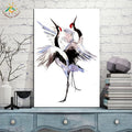 Two Dancing Cranes Artwork – Modern Canvas & Scroll Wall Art