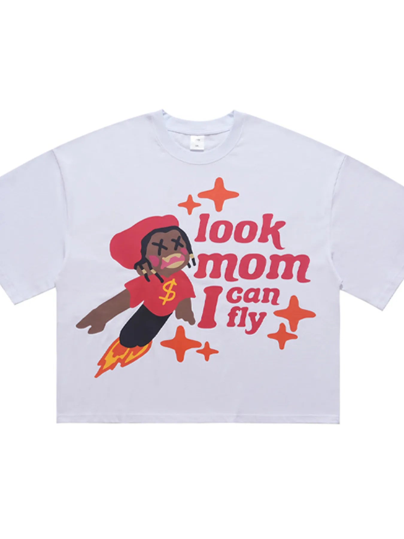 Men's Look Mom I Can Fly Graphic Oversized T-Shirt