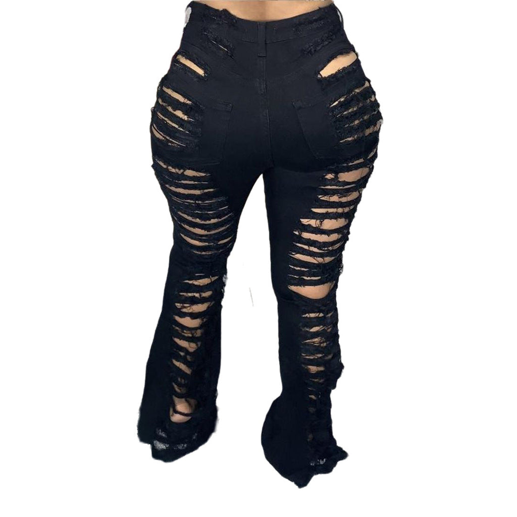 Fashion Trendy Unique Jeans Stretch Plus Size Bell-bottom Pants See size chart under “more details”