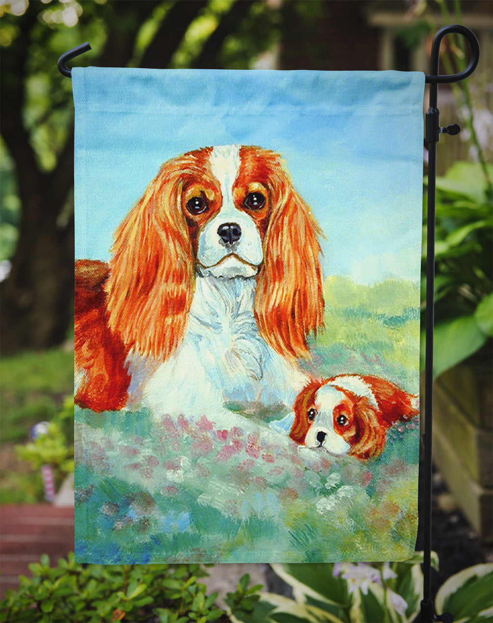 Cavalier Spaniel Momma's Love Garden Flag – Decorative Outdoor Yard Flag